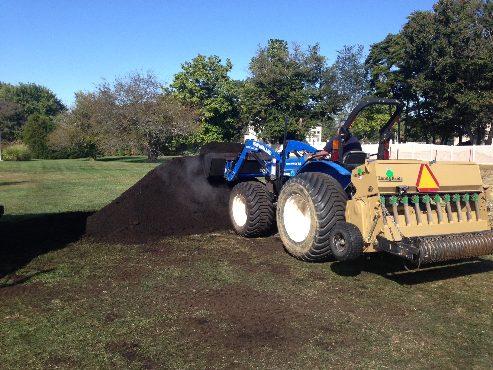 Compost being used for a sports field project